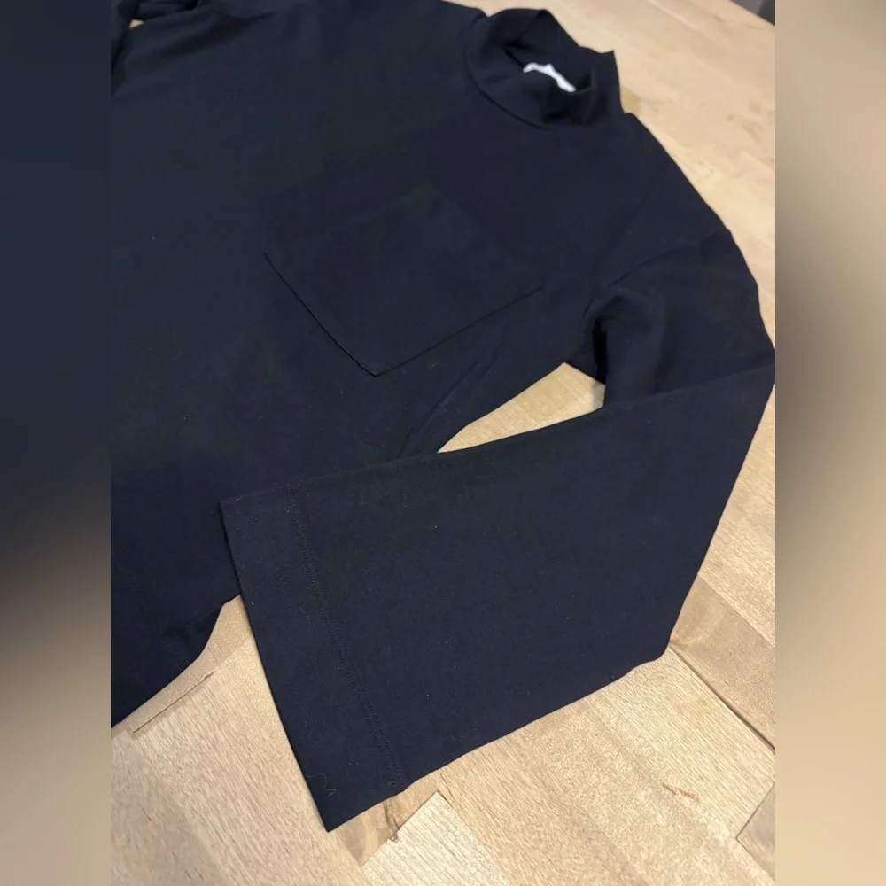 Stateside Anthropologie oversized long sleeve pocket T shirt in black